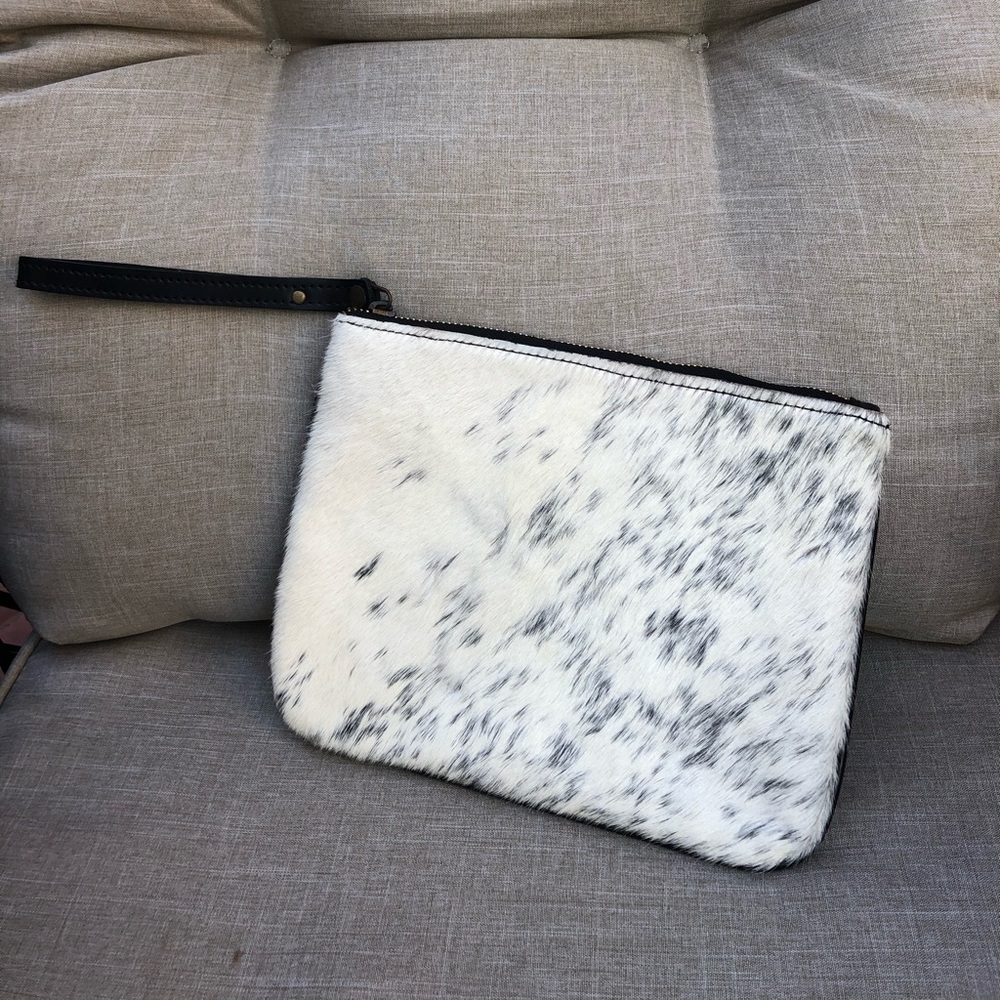 Cow Print Black and White Clutch